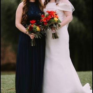 David’s Bridal long navy bridesmaid formal dress